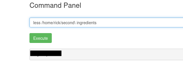 finding and reading the second ingredient in Rick's home folder